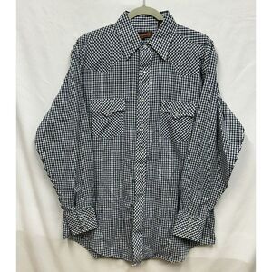 Sheplers Western Shirt Men Large Long Sleeve Pearl Snap Western Blue White Check